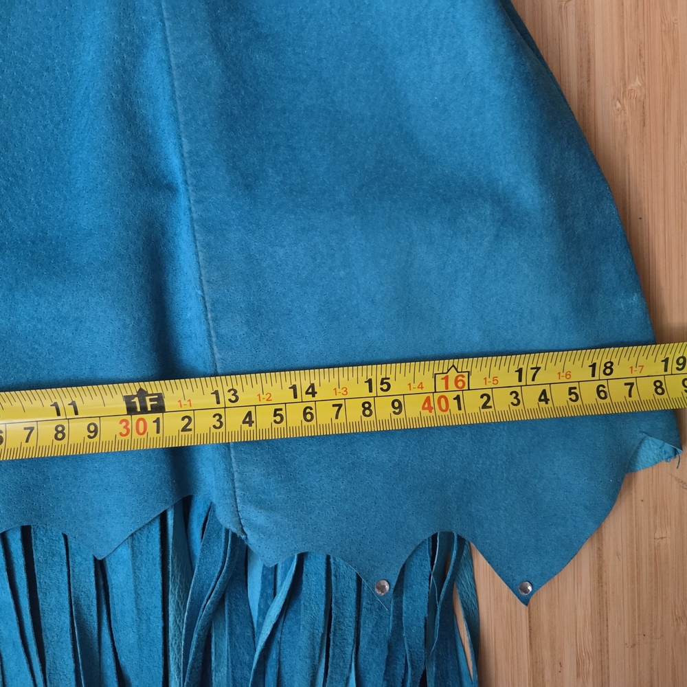 Chic Asymmetrical Teal Fringe Dress - Picture 6 of 9